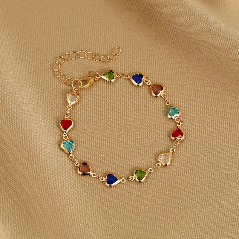 Eleganti braccialetti a catena in metallo con zircone in cristallo per donne