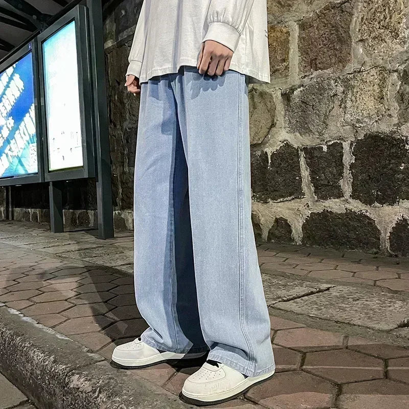 Jeans Uomo Stile Dritto Gamba Larga Pantaloni Uomo