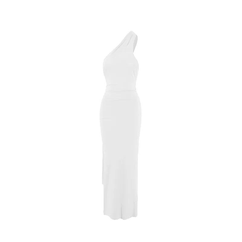 Abito da donna monospalla senza maniche da donna Sciarpa regolabile Loop increspato Backless