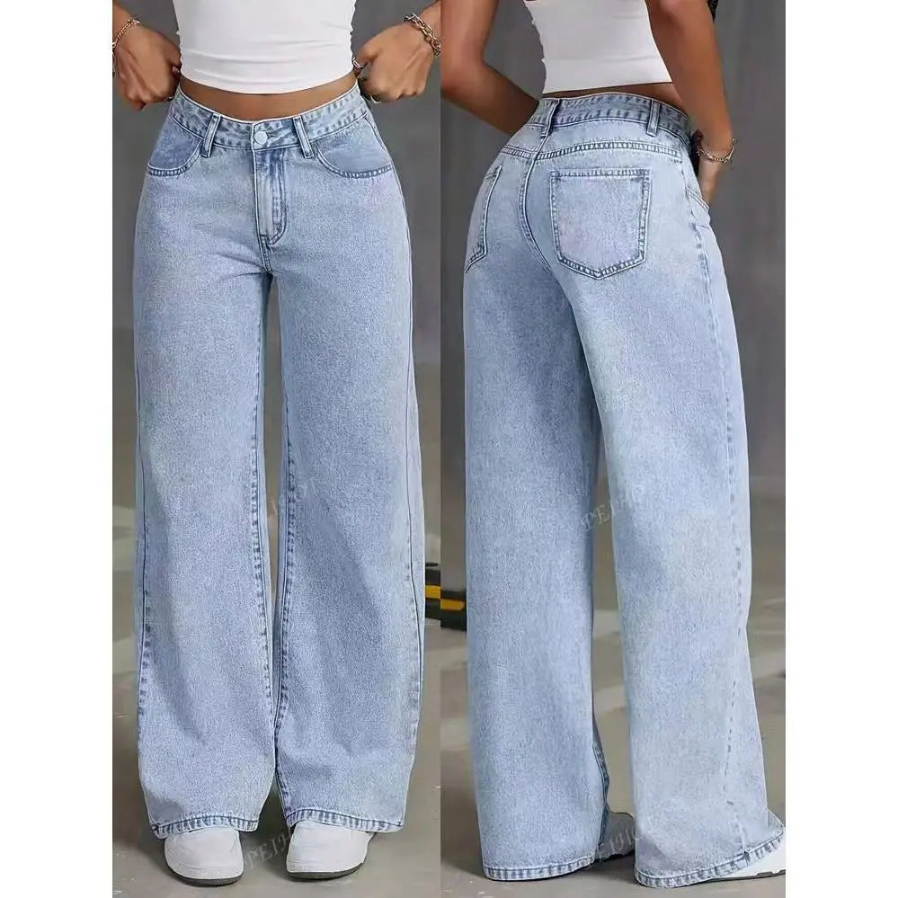 Jeans a gamba larga da donna a vita alta