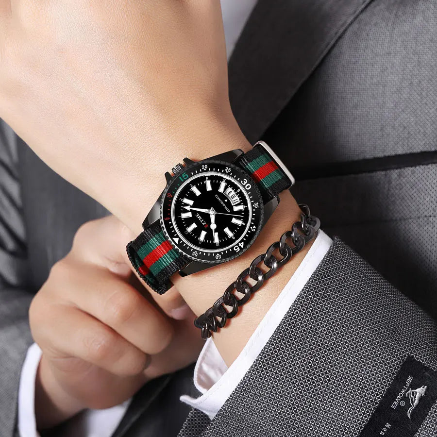 Orologio da uomo alla moda con cinturino in nylon, orologio al quarzo leggero