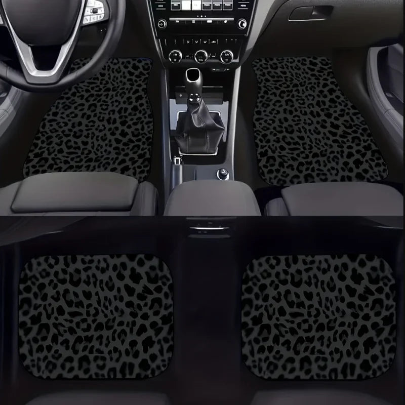 Set di tappetini per auto con stampa leopardata, dimensioni universali per tutte le stagioni per sedili anteriori e posteriori