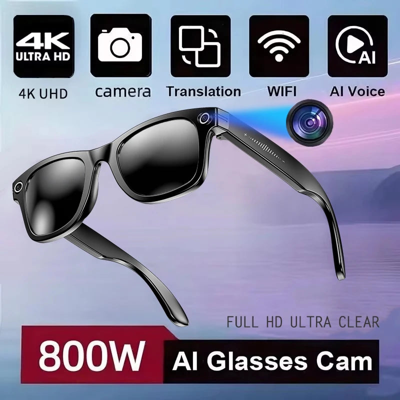 Nuova fotocamera da 800 W Occhiali AI Occhiali di traduzione intelligente che cambiano colore Foto Registrazione video Chiamata impermeabile Occhiali da sole intelligenti