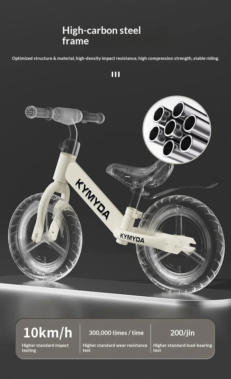 Bicicletta per bambini da 12 pollici Due in uno Senza pedali Sedile regolabile Telaio in acciaio per bambini da 1 a 6 anni Guida all’aperto