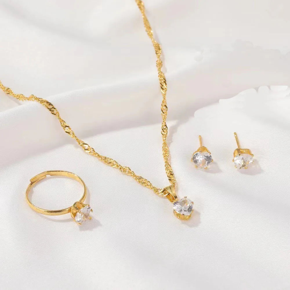 5 pezzi eleganti gioielli set anello collana braccialetto orecchini