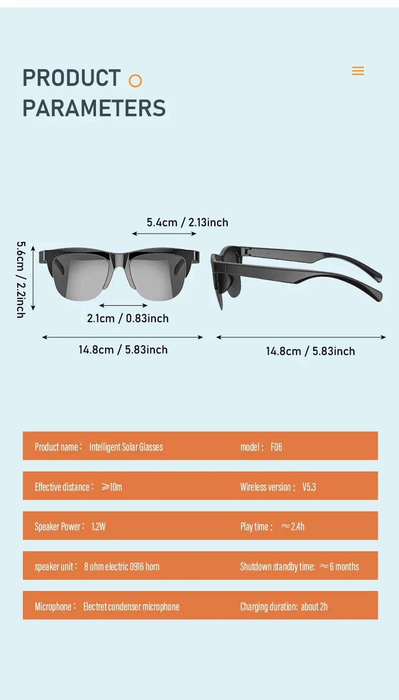 Nuovi occhiali da sole Smart Bluetooth V5.3 Occhiali da vista Cuffie sportive all’aperto HIFI Tecnologia  Anti-touch UV per uomini e donne