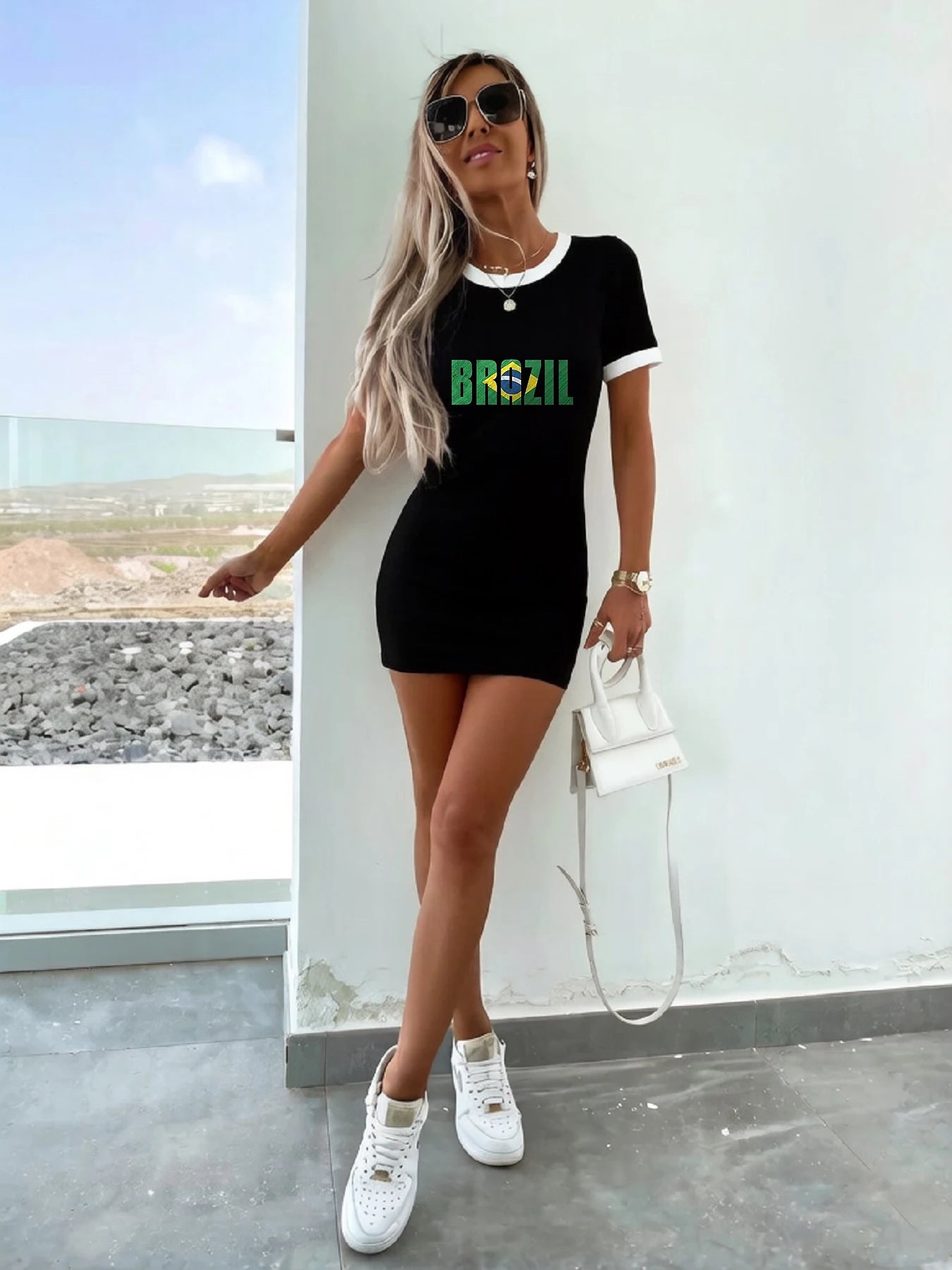 Abito a maniche corte Slim Fit Casual Brasil 2026