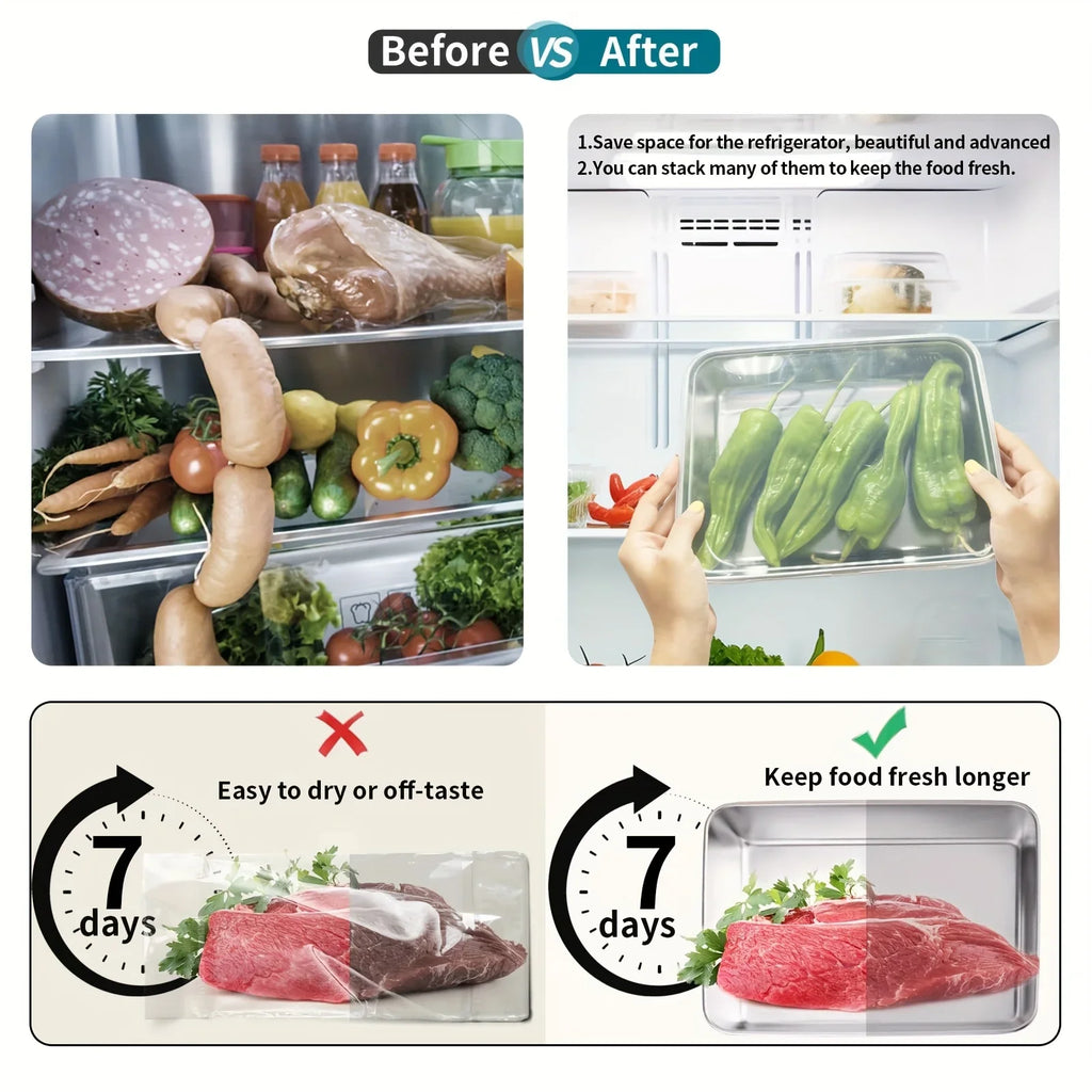 3 pezzi contenitori per alimenti in acciaio inossidabile e coperchi trasparenti