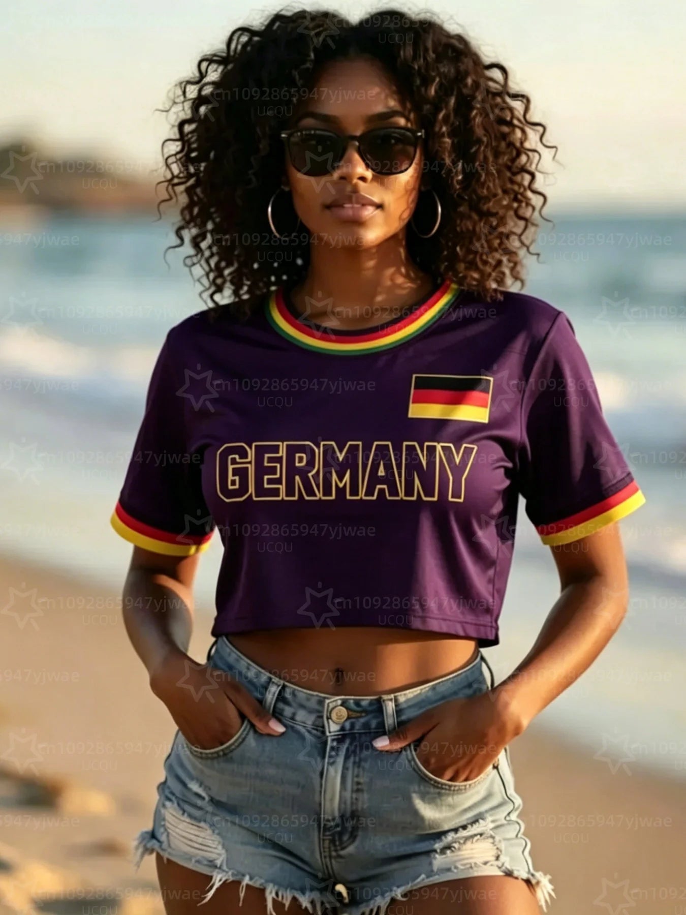 T-shirt Germania da donna con bandiera tedesca  3D, maglietta casual Streetwear estiva