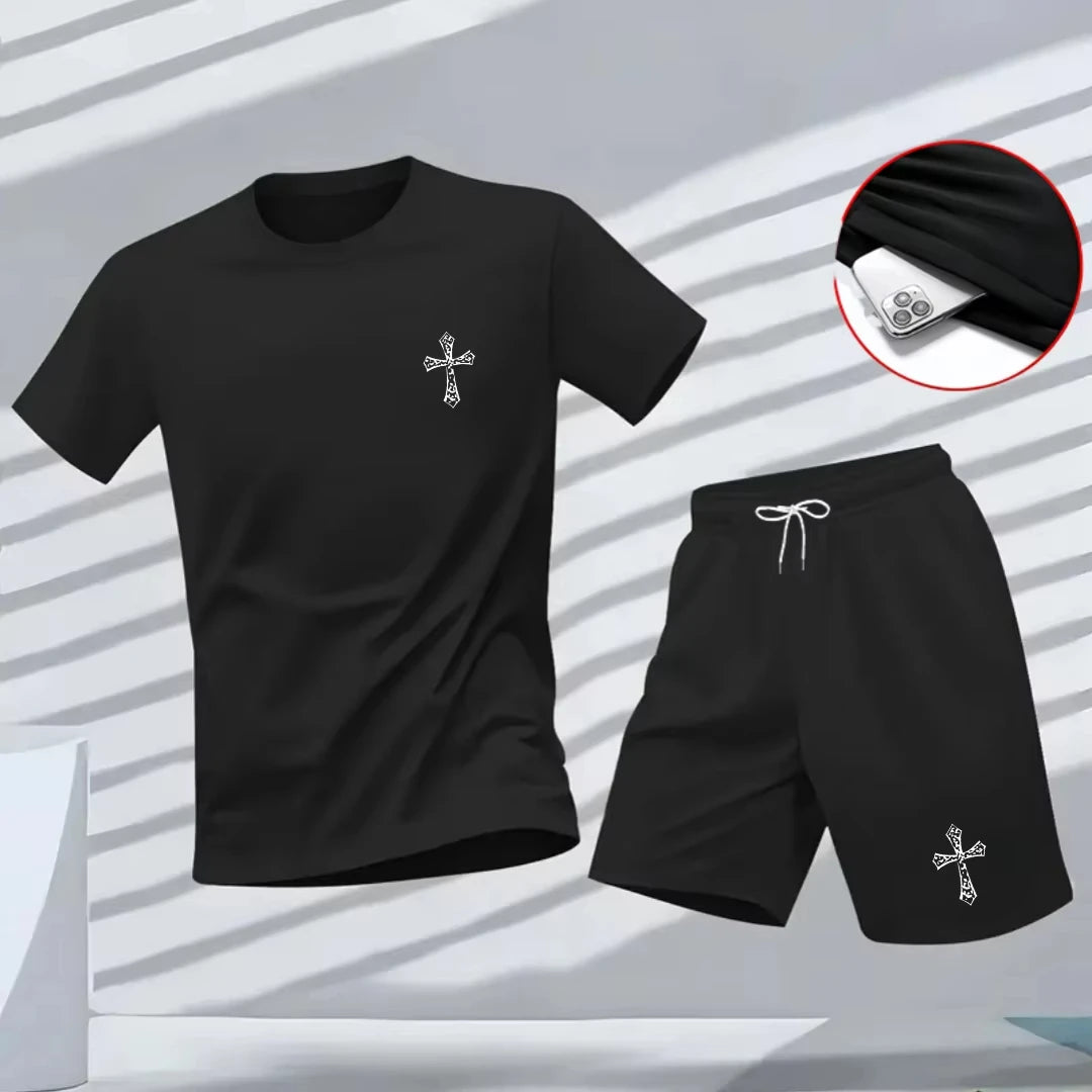 Coordinato sportivo T-shirt e pantaloncini, abbigliamento casual,traspirante e ad asciugatura rapida.