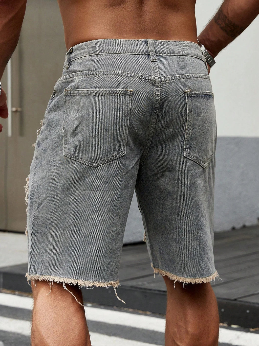 Pantaloncini in Jeans  elasticizzati di moda da uomo Retro High Street Style Old Slim Fit
