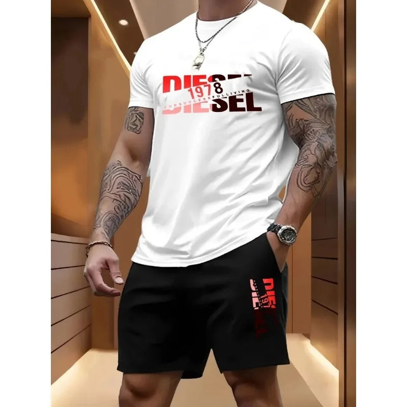 T-shirt + pantaloncini casual in 100% cotone stampata