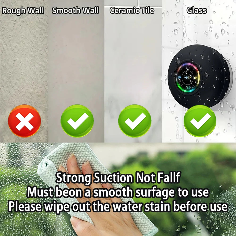 Altoparlante Bluetooth wireless portatile Luce a LED IPX4 Altoparlante impermeabile Bagno