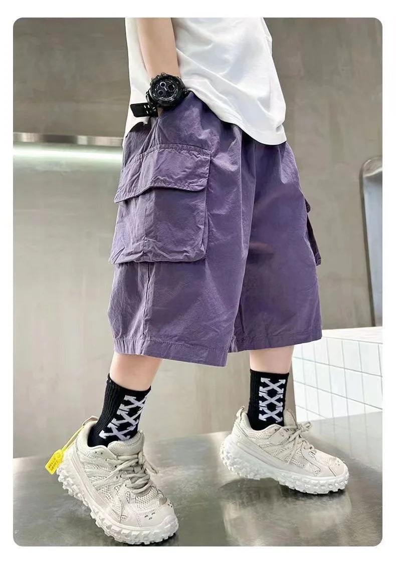 3-14 anni moda estate ragazzi pantaloncini cotone grande tasca