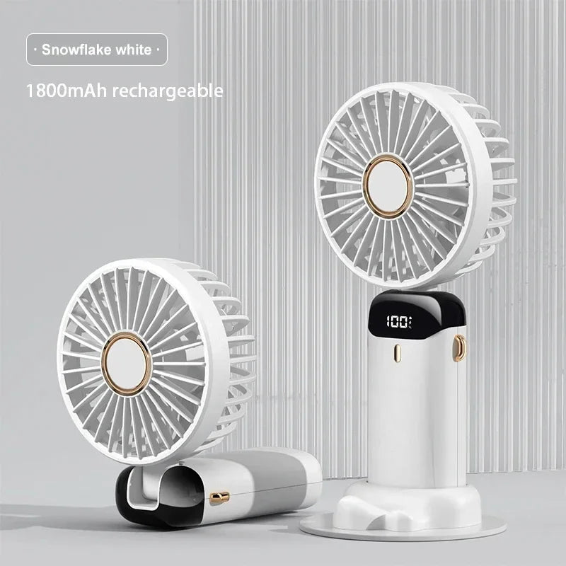 Mini ventilatore portatile ricaricabile USB a 5 velocità e schermo di visualizzazione 1800mAh