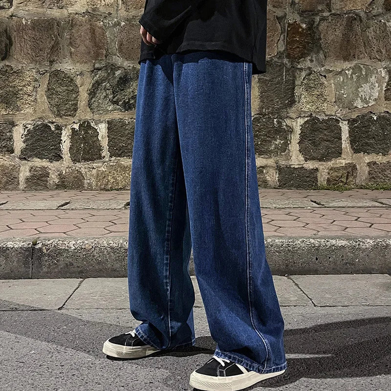Jeans Larghi Uomo Stile Coreano Moda Sciolto Dritto Gamba Larga