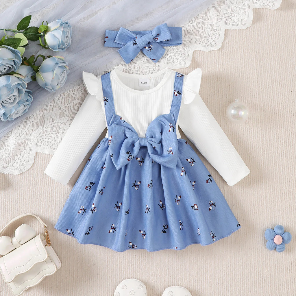 Set vestito per bambina per bambini Princess Dress +Fiocco  0-24 mesi