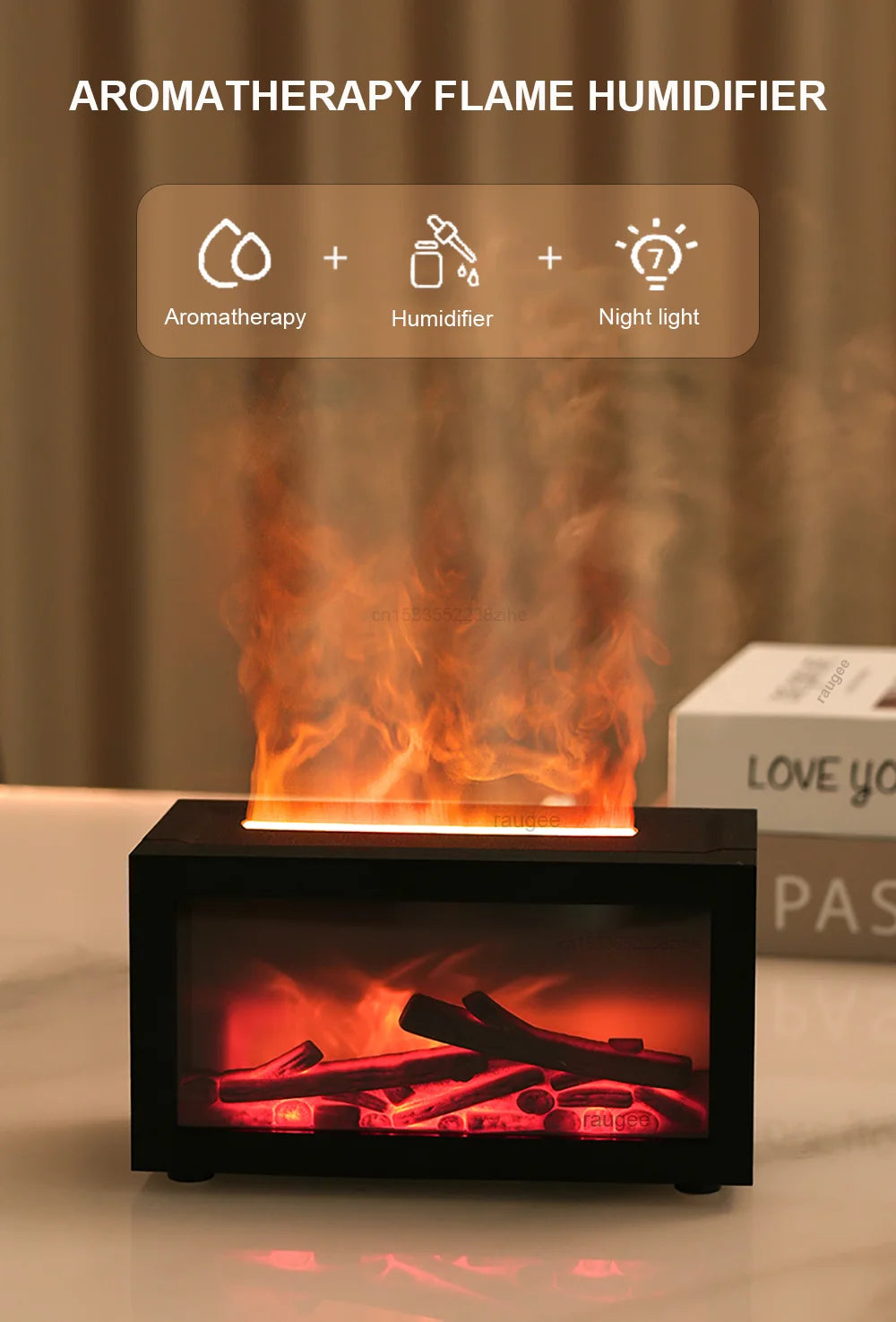 Umidificatore di aromi d’aria Diffusore di olio essenziale LED Night camino