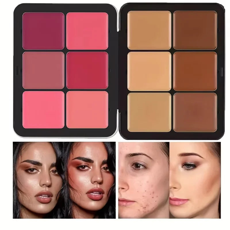 Correttore a 12 colori e tavolozza di fard Matte e highlight contour makeup palette rouge