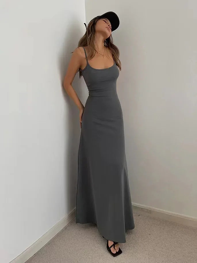 Abito Donna Lungo Senza Schiena Sottile Vita Sexy Dolce E Piccante