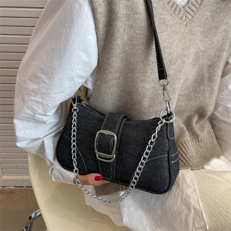 Borsa a tracolla in denim casual da donna