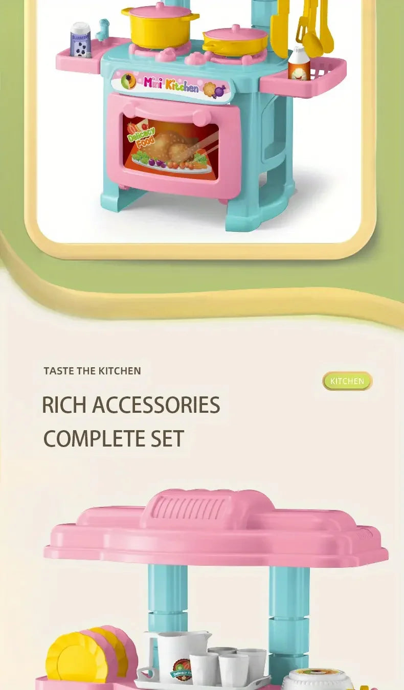 Mini tavolo da cucina Play Set compreso di stoviglie, mestoli, pentole e tanto altro