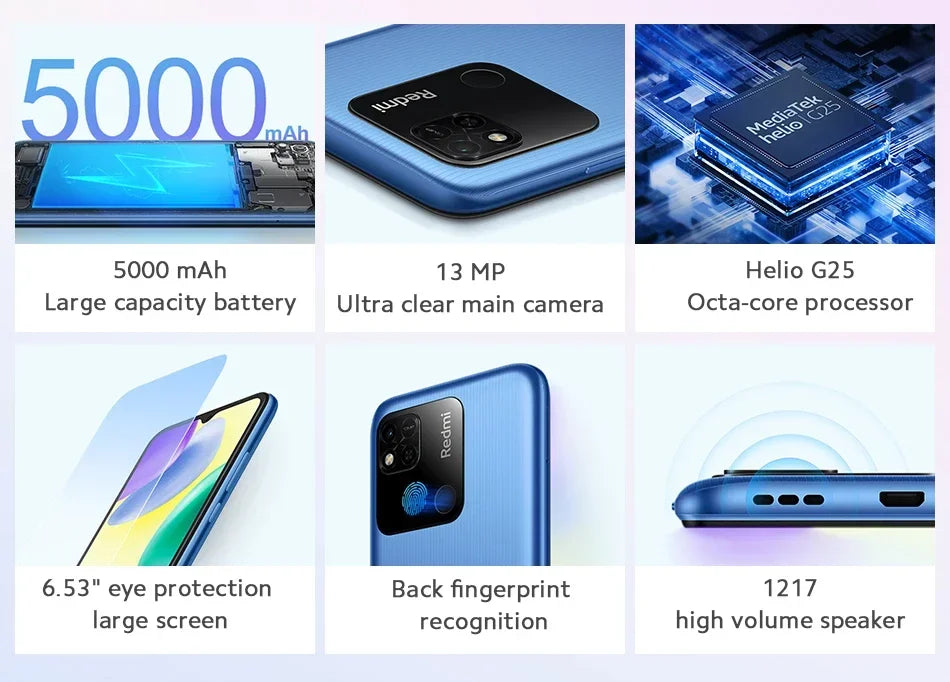 Firmware globale Xiaomi Redmi 10A Smartphone 6.53’ Display HD Helio G25 Octa Core 13MP 5000mAh