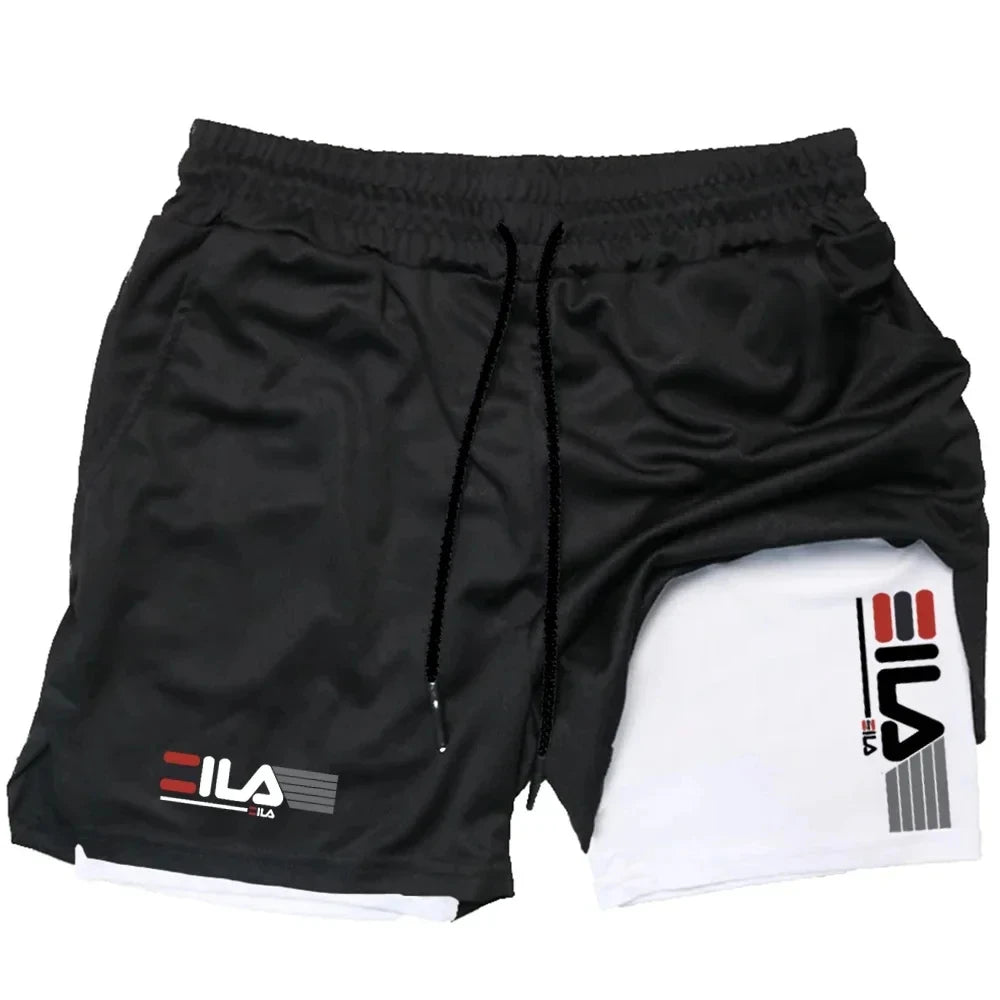 Pantaloncini sportivi due in uno da uomo a doppio strato casual traspiranti FILA Premium Quality