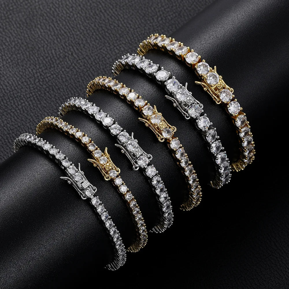 Real 100% Silver 925 2-3mm Tennis Braccialetto Unisex in due modelli Con Moissanite o in Zirconi