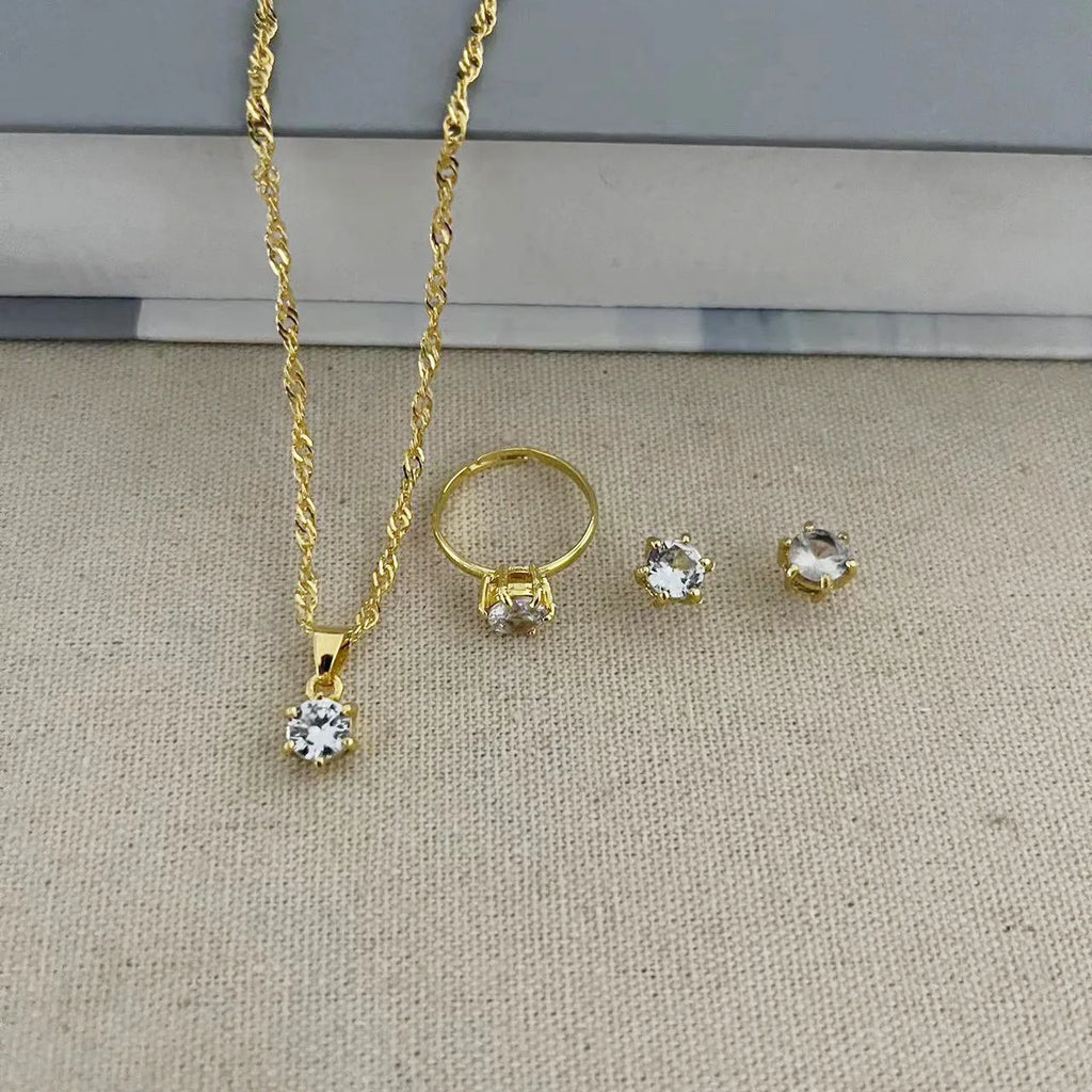 5 pezzi eleganti gioielli set anello collana braccialetto orecchini