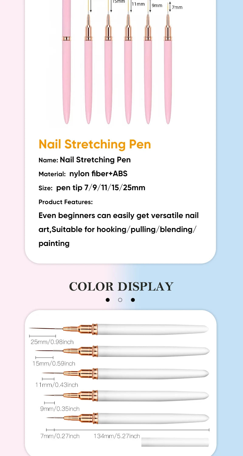 Strumento professionale Nail Art Liner Brush Set 5pcs