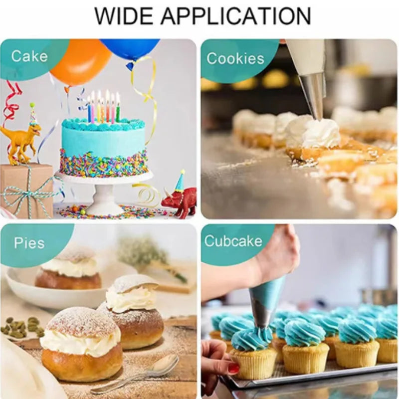 Sacchetti per tubazioni in silicone e punte Set Torta fai da te Kit di decorazione con ugello in acciaio inossidabile per pasticceria