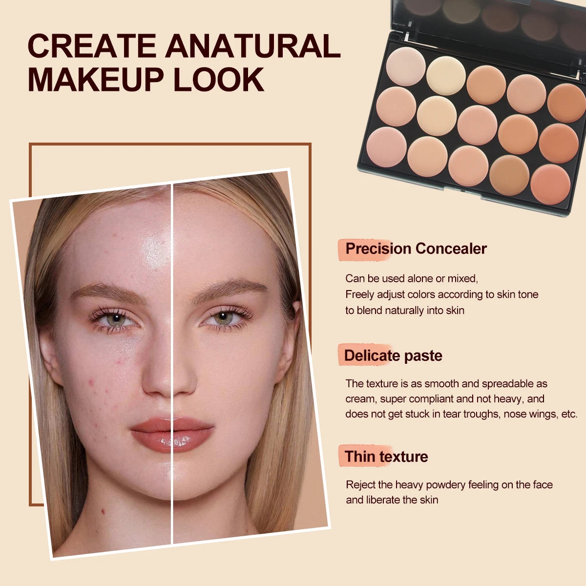 Trucco Professionale Fondotinta Palette 15 Colori