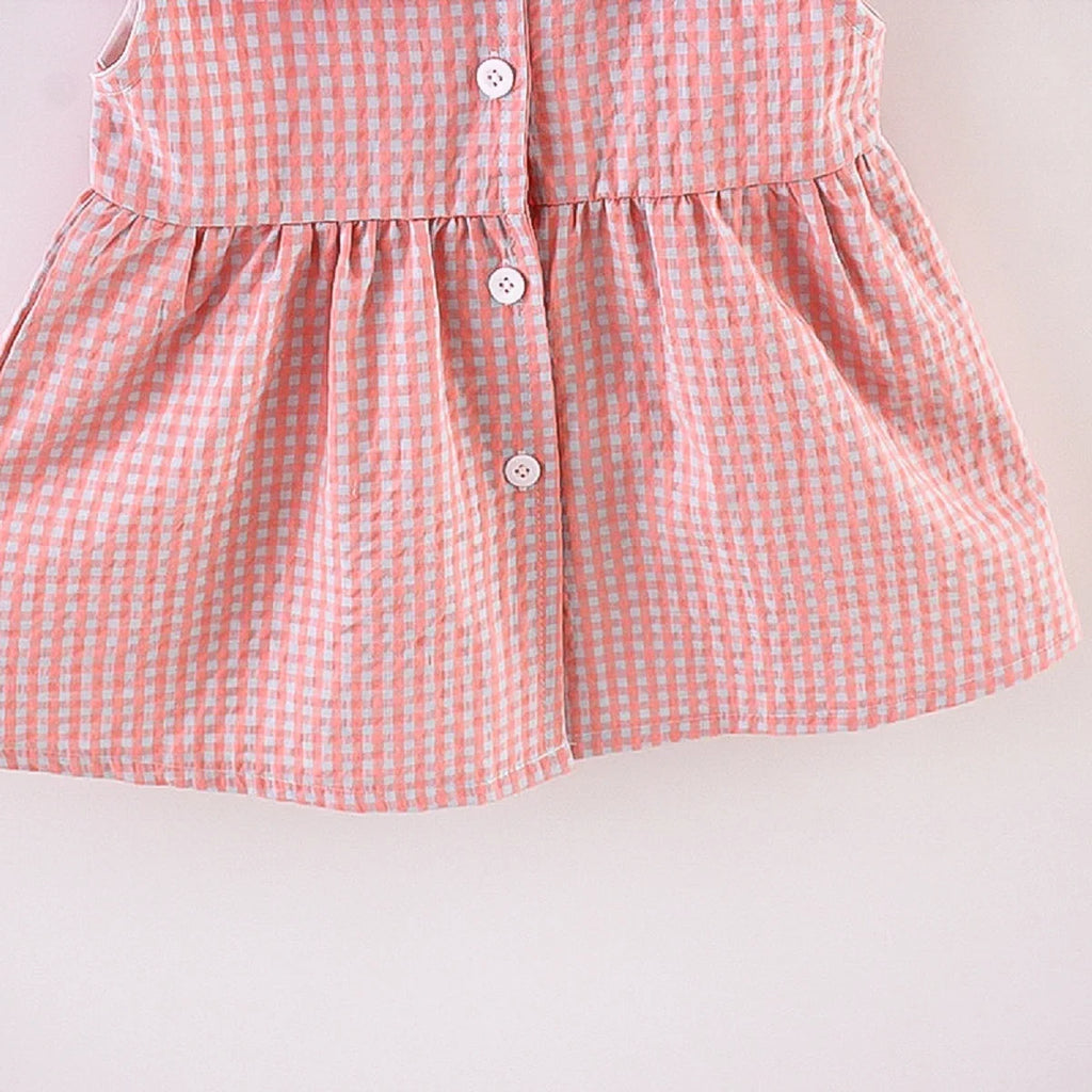 2 Pz Set Abito per bambina con ribavero ricamato
