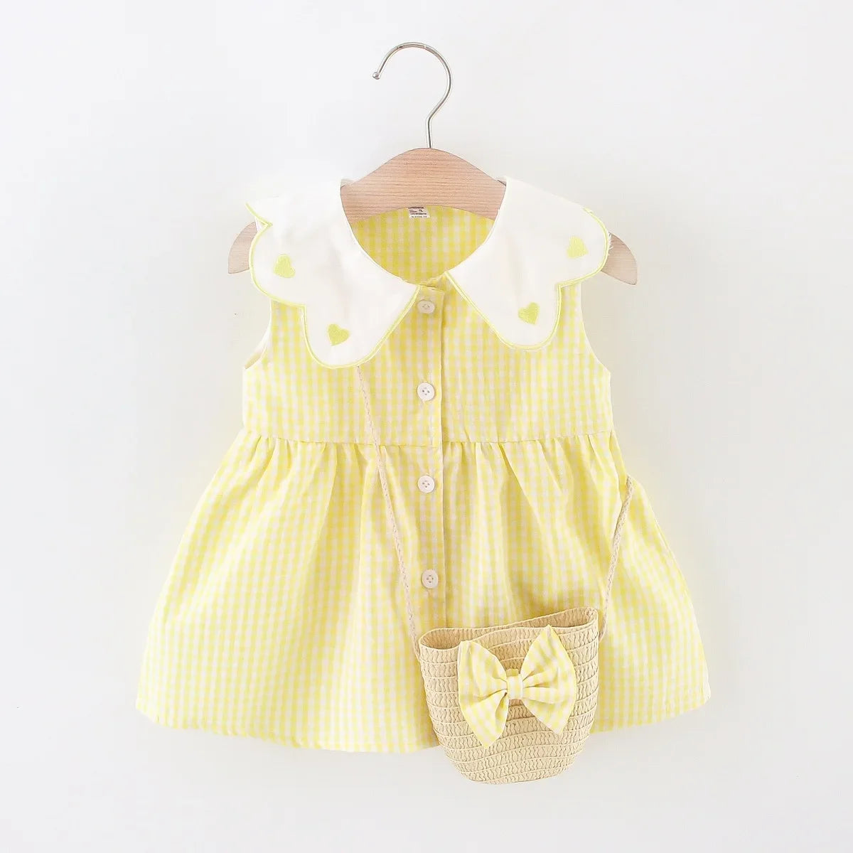 2 Pz Set Abito per bambina con ribavero ricamato