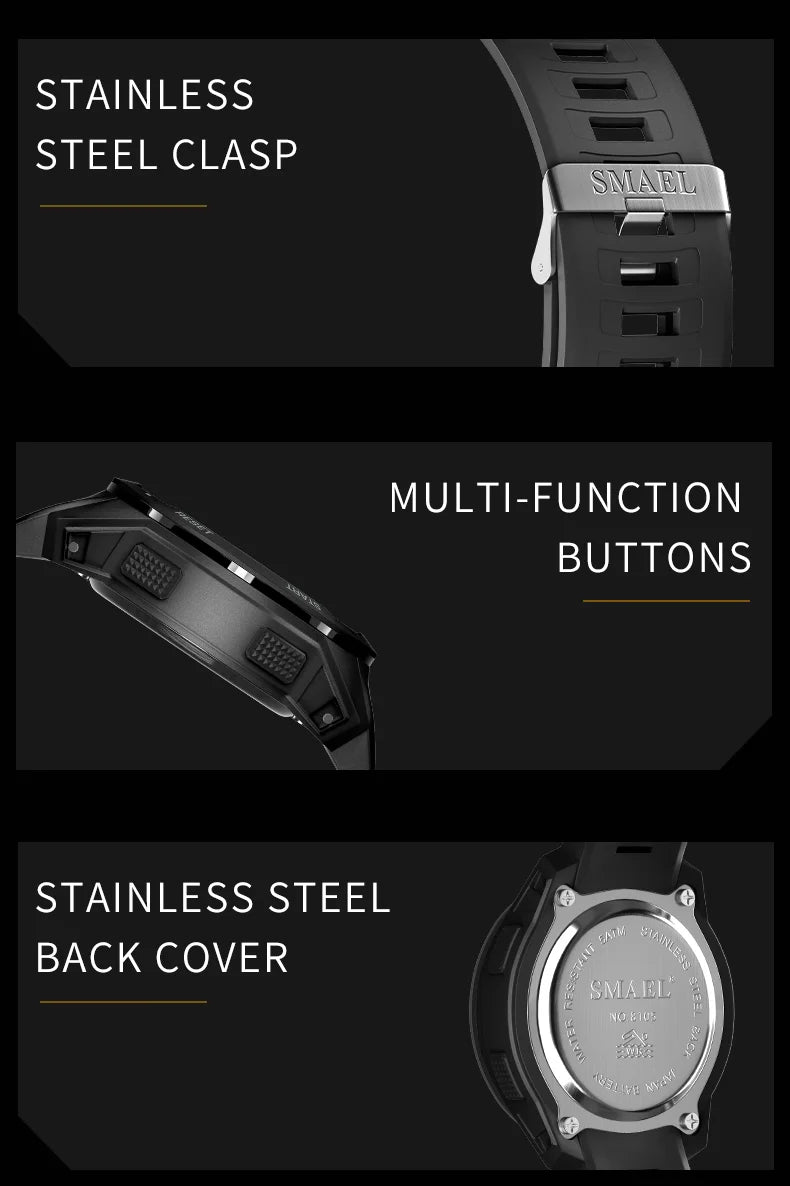 SMAEL Orologi da polso sportivi a LED Orologio impermeabile da uomo