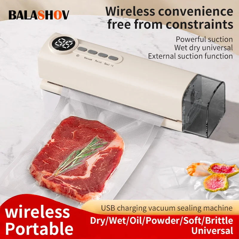 Sigillante sottovuoto wireless portatile multifunzionale potente aspirazione Macchina automatica per sigillare il cibo Sigillante per sacchetti per alimenti ricaricabile USB