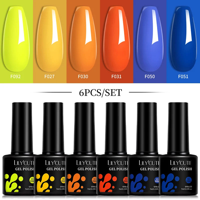 LILYCUTE 6 pezzi/set 7ML Gel Smalto per unghie semitrasparente 30 varianti di colore