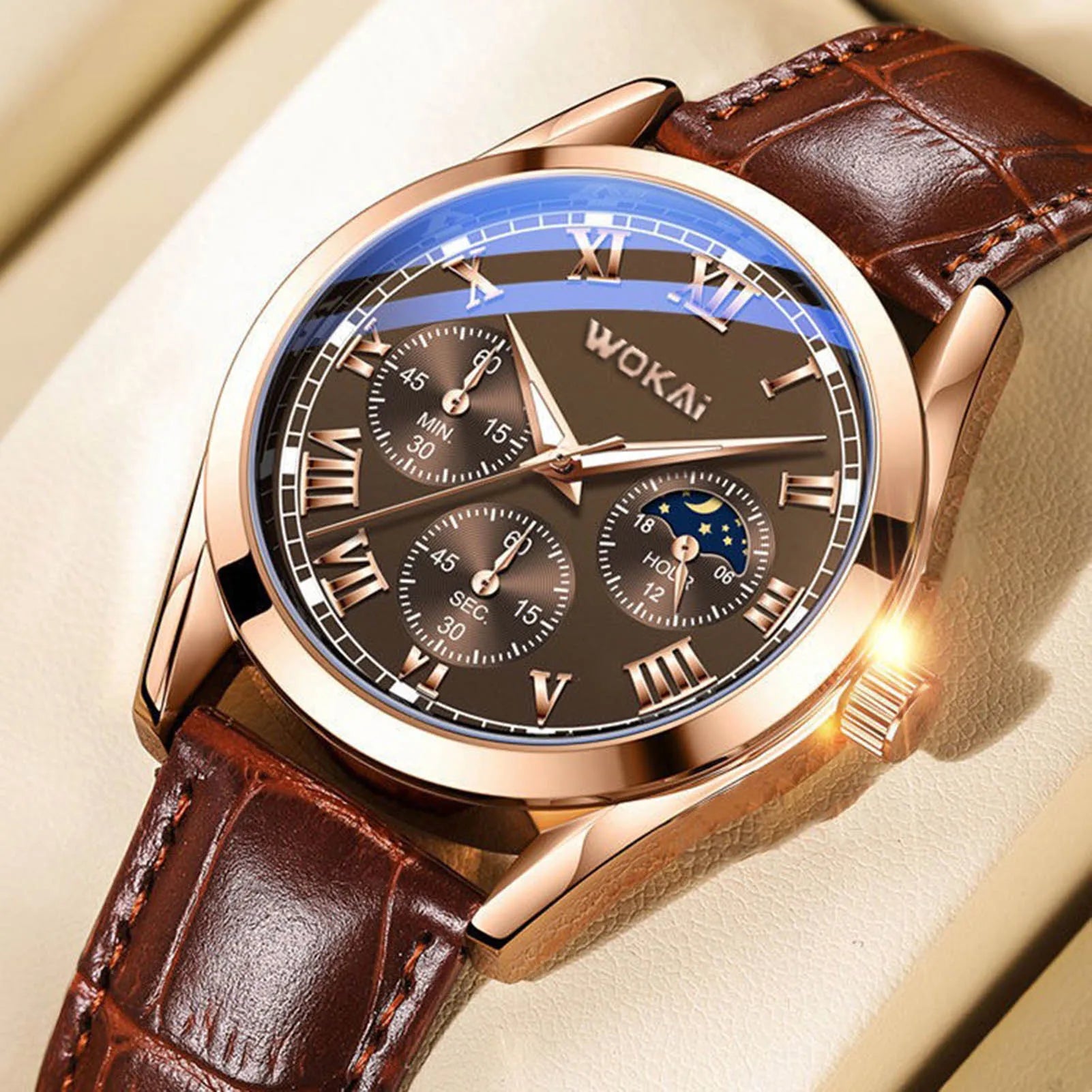 Orologi di lusso Uomo Business PU Pelle Orologio al Quarzo