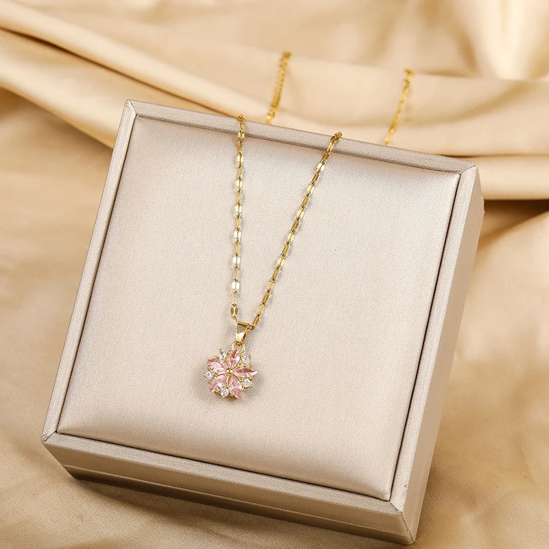 Collana in acciaio inossidabile gioiello rosa