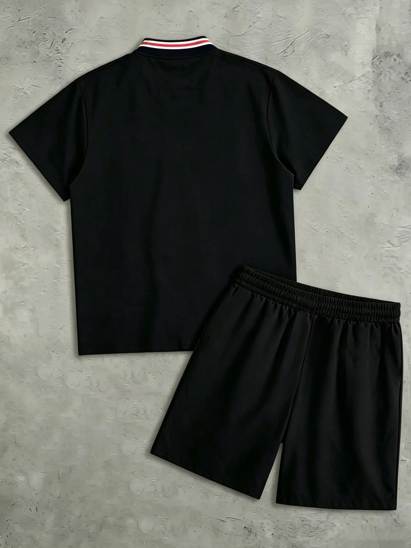Set di camicie a maniche corte a costine con stampa High Street in stile americano da uomo: set estivo casual e atletico in due pezzi