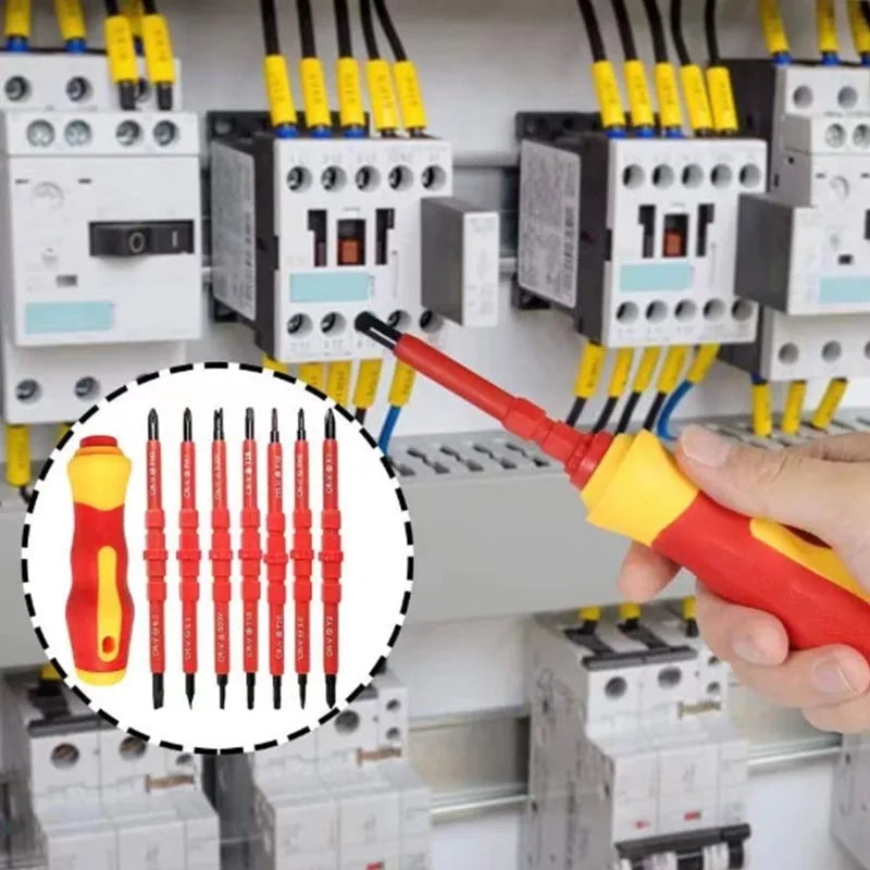 Kit di strumenti per la riparazione 15 pezzi 1000V Set di cacciaviti isolati intercambiabili con punte Pozidriv Torx Phillips con slot magnetico