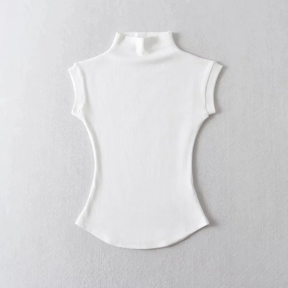 Sexy T-shirt Dolcevita Senza Maniche