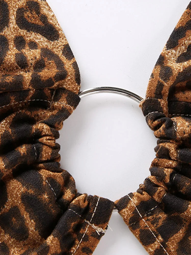 Top corto con stampa leopardata Fasciatura senza schienale