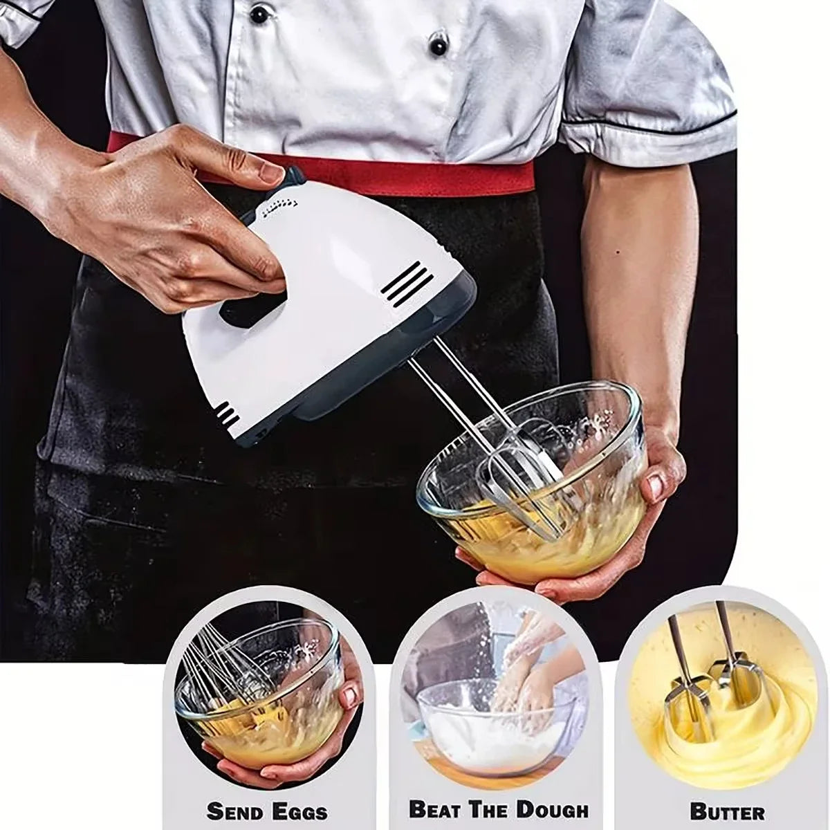 Frullatore elettrico portatile per uova Mini mixer automatico a 7 velocità con spina UE/USA Utensile da cucina domestico
