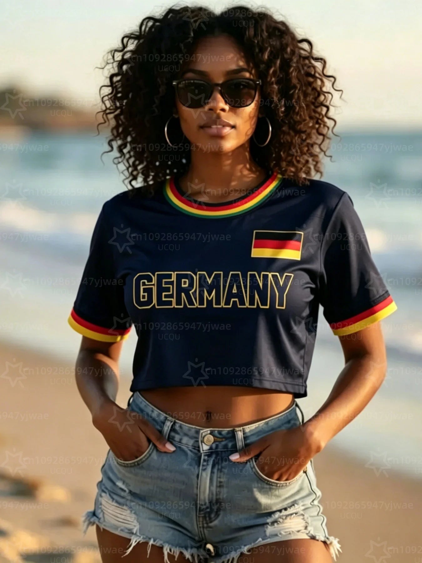 T-shirt Germania da donna con bandiera tedesca  3D, maglietta casual Streetwear estiva