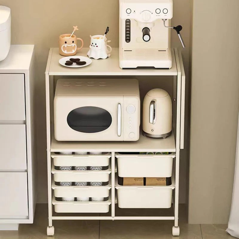 Carrello da cucina con 6 cassetti, credenza a rotelle, carrello per cassetti per sala da pranzo con mobili da cucina da tavolo estesi