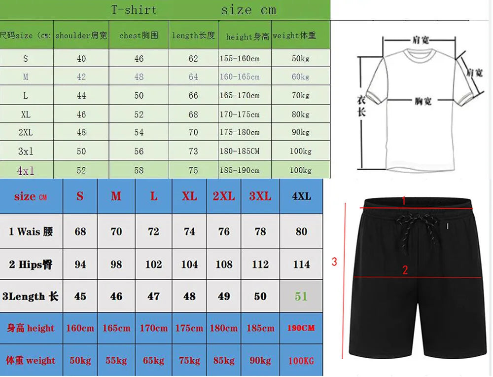 Set da uomo a maniche corte e pantaloncini 100% cotone