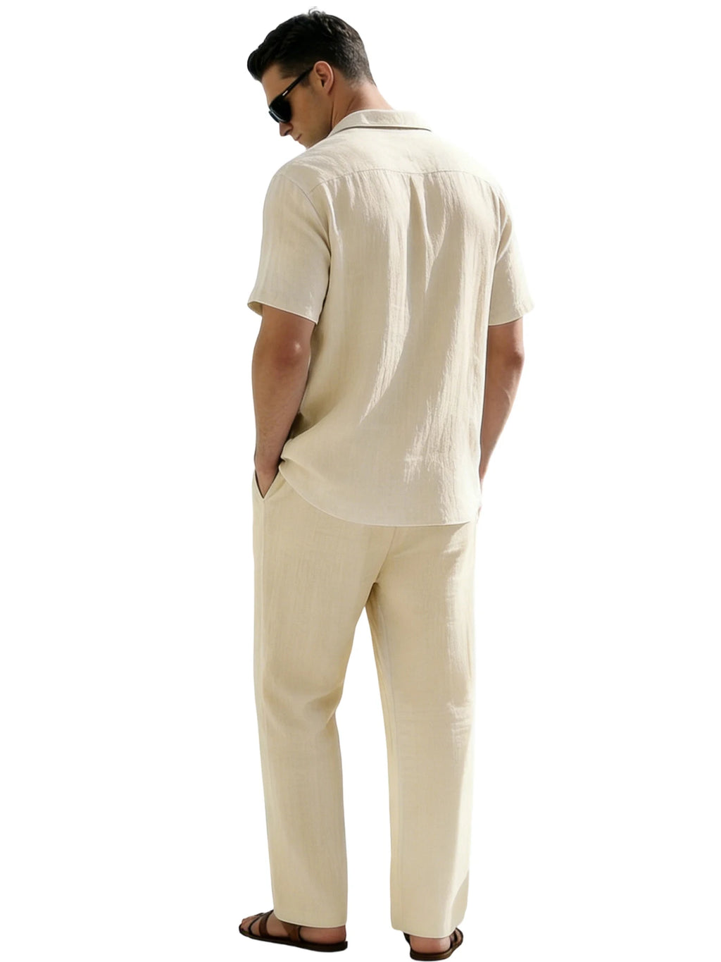 Coordinato camicia+pantaloni in lino 3 colori