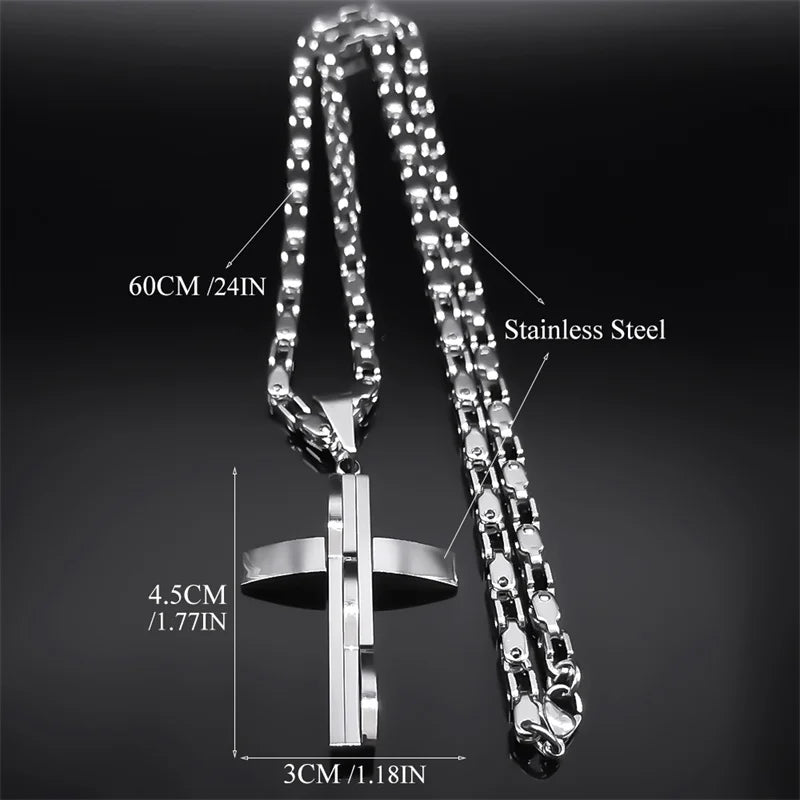 Collana con ciondolo a croce in acciaio inossidabile